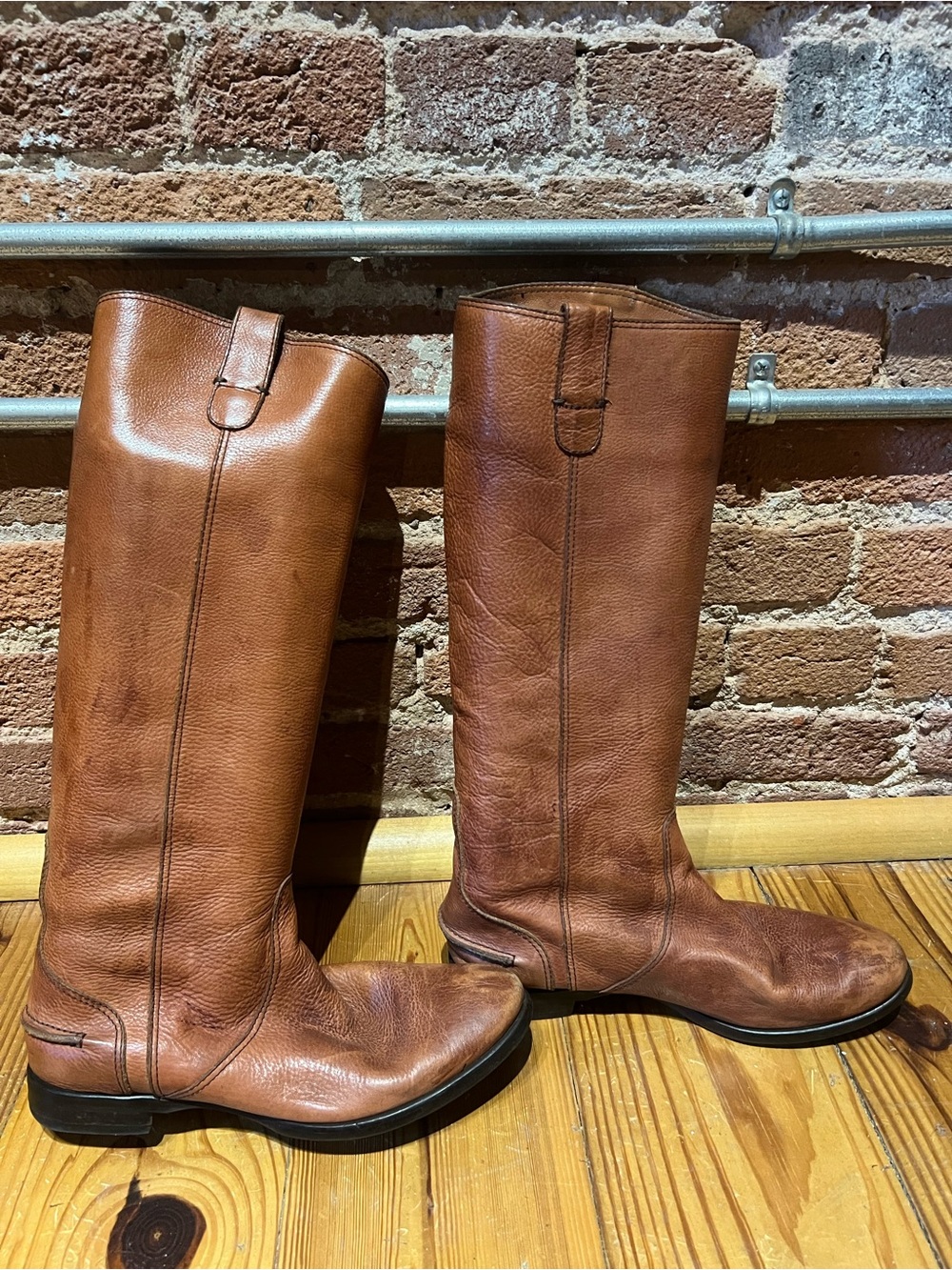 Madewell 1937 Archive Cognac Leather Tall Riding Boots 8.5 Made in Italy